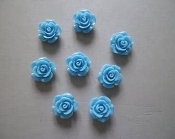 5 beautiful blue roses cameos from resin 14 x 6 mm