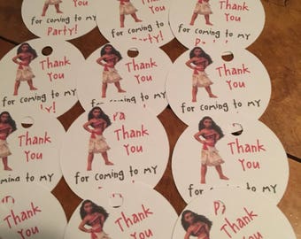 12 Moana Party Favor Tags (can be personalized)