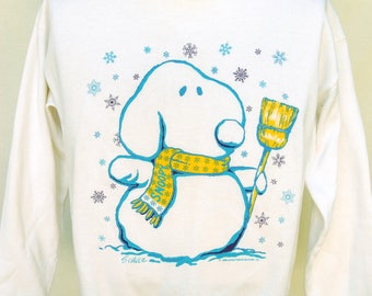 Vintage Snoopy Snowman Christmas Shirt Peanuts Sweatshirt Ugly Tacky Christmas Sweater L Jostens USA Made