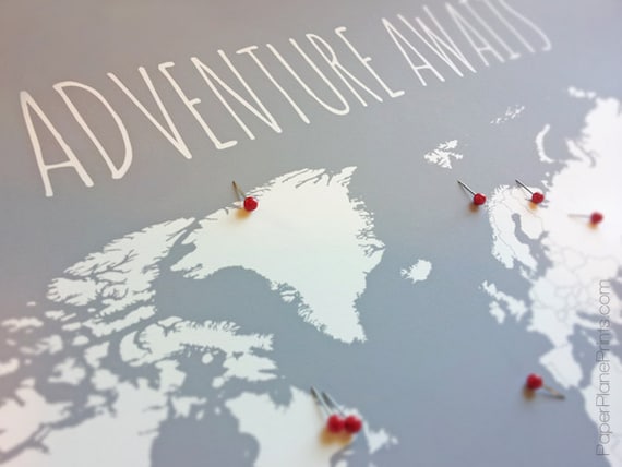 world map with pins first anniversary gift for him travel