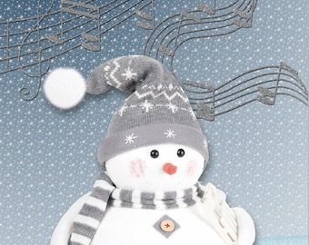 Digital Printable Christmas Card Snowman Theme