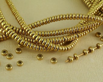 40 Brass Spacer Disk 3mm Heishi Disc Saucer Beads from India Flat Metal Beads Natural Heishe