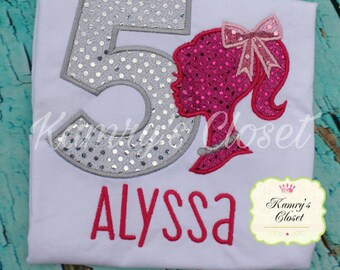 Doll Silhouette Appliqued Birthday Shirt