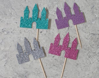Castle cupcake toppers; Princess themed birthday party