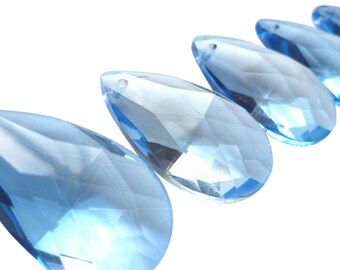 5 Light Blue Teardrop 50mm Chandelier Crystals