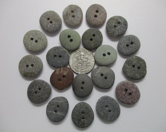 BEACH SEA STONE 16mm Buttons 20 Double Drilled Black Red Khaki Grey Brown Natural Stones Surf Tumbled Sewing Knitting Rock Button Peb 1422