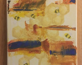 busy bees // watercolor and acrylic painting