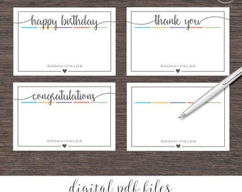 Rodan and Fields Flat Note Cards 4"x6" Digital Files Bundle | Square Heart