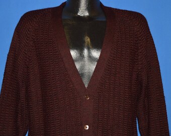 60s Maroon Italian Wool Cardigan Sweater Large
