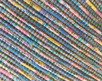 Hand Woven Rag Rug - Aqua Green Cotton 27" x 56"