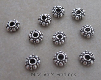10 oxidized sterling silver Bali beaded spacer beads 5mm