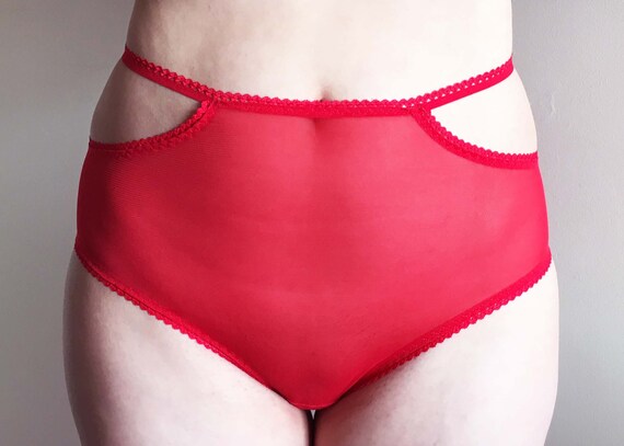 Red snake sheer mesh elastic waist panties 0 50