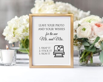 Photo Guest Book, Guest Book Printable, Instant Photo Guest Book, Picture Guest Book Sign, Photo Booth Book, Snap It, Stick It, Sign It