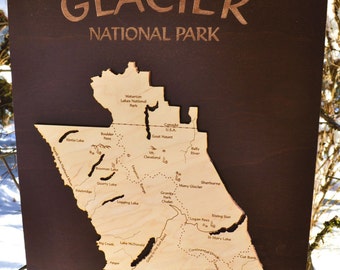 Glacier National Park Wood Map