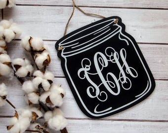 Custom Monogrammed Mason Jar Chalkboard
