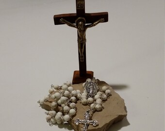 Handmade Catholic Rosaries White Turquoise Beaded Rosary Natural Stone Rosary