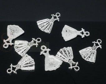 10 charms in antique silver lace dress