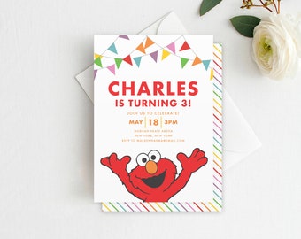 Elmo Birthday Invitation - DIY Sesame Street Birthday Invitation, Sesame Street Invitation, Digital File Template & INSTANT DOWNLOAD