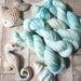 Sock Yarn, Hand dyed superwash sock yarn, yarn, merino and nylon sock yarn, blue sock yarn, speckled sock yarn, Moon Jellyfish Colourway.