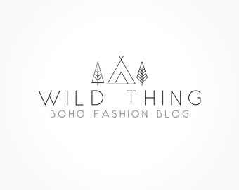 Boho Logo Design, Fashion Blog Logo, Hipster, Hippie, Tribal, Nature, Premade Logo