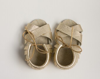 Golden Baby Sandals, Baby Sandals, leather sandales, baby leather sandales