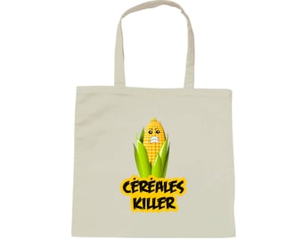 Tote bag white bag cereal killer - humor