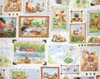 Camping Fabric Suzzy's Zoo Cotton Fabric Novelty Fabric Sewing Fabric Quilting Fabric Animal Fabric Hoffman Fabric By the Yard