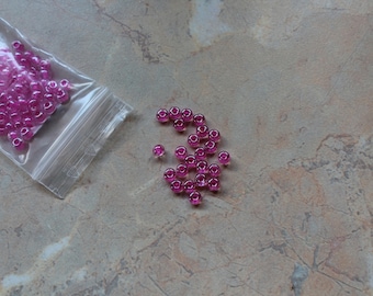 Large fuchsia seed beads dark 4mm