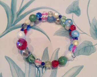 Multi-Coloured Handmade Mixed Bead Bracelet