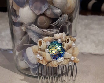 Blue Mermaid Scale Hair Comb