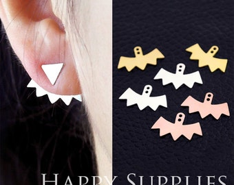 Nickel Free - 4pcs High Quality Ear Jackets Golden / Silver / Rose Gold Brass Earring Jackets for Ear Cuffs and Front Back Earrings (EJ013)