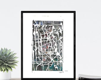 Abstract World Spiral - Watercolour on Paper print In High quality Print Card Paper