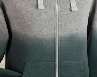 Zip up hoody dip dyed ombre gradient hooded jacket hand dyed hoodie womens zip up hoodie hooded sweatshirt mens zip up hoodie Medium