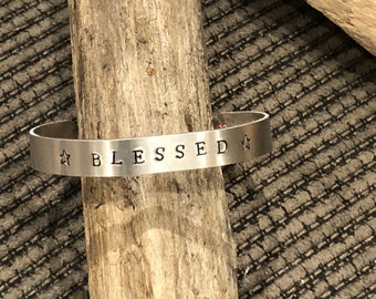 BLESSED Bracelet-Hand Stamped-Free Shipping