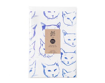 Indigo Cats Newsprint Gift Wrap / Knot & Bow x Leah Goren / 3 Sheets