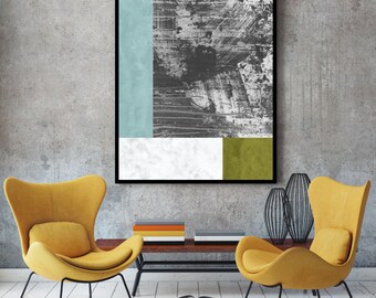 Large abstract print, grey prints, geometric wall art, large art, grey wall art, grey and gold, grey and yellow wall art, abstract, poster