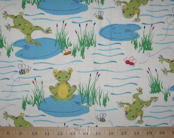 Frogs on lily pads decorator weight fabric 26 inches by 44 inches wide