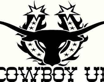 Cowboy Up Longhorn Vinyl Decal