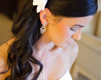 Ready to Ship - The Original Gardenia Hair Flower for Weddings as seen in Southern Weddings Magazine in Antique White with Alligator Clip