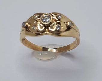 Yellow Gold Ring, Vintage Ring, Diamond Ring, Antique Style Ring, Yellow Gold Ring, Birthday Gift, Gold Ring for Her, Gift for Her