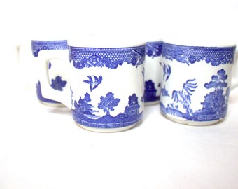 Blue Willow Diner Mugs Buffalo China x4