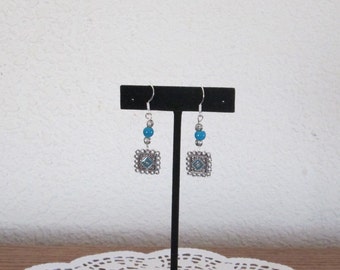 Square Metal Focal Piece with Turquoise Color Center