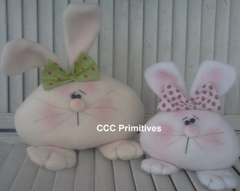 Chubby Bunny's Pattern - Bunny Pattern - Country Bunny - Primitive Bunny Pattern - Spring Bunny Epattern - Easter Bunny Craft Pattern