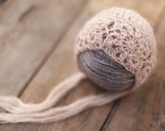 Newborn hat, Mohair hat, Baby girl bonnet