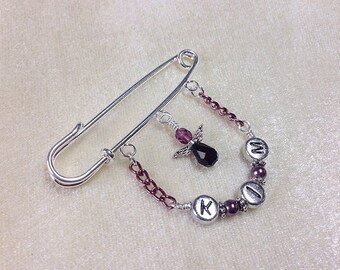 Personalized Shawl Pin - Beaded Scarf Pin - Purse or Sweater Kilt Pin - Jewelry Gift - Mother's Day Gift