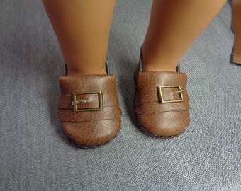 BROWN Colonial Buckle Doll Shoes -Fits 18 Inch Dolls - Fits American Girl and Boy Dolls