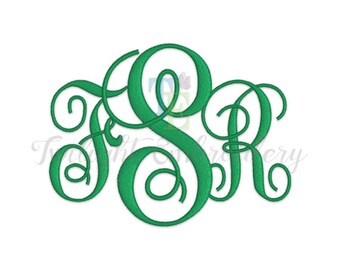 Machine Embroidery Vine Monogram Font In 6 Sizes, 0010