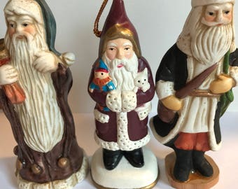 Santa Claus Ornaments Set of Three