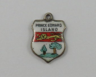 Prince Edward Island Enamel Travel Shield Sterling Silver Vintage Charm For Bracelet