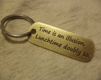 HGTTG inspired Brass Keychain